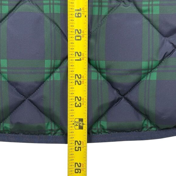 J.Crew Excursion Quilted Down Vest Blackwatch Plaid Holiday Puffer Gold Zip XS - Picture 13 of 14